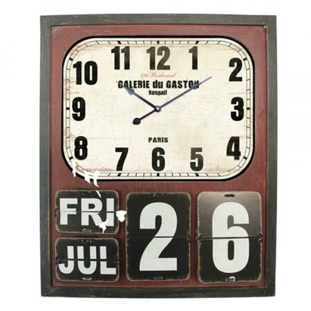 YOSEMITE HOME DECOR Rectangular MDF Wall Clock With Glass - Cherry CLKC1294